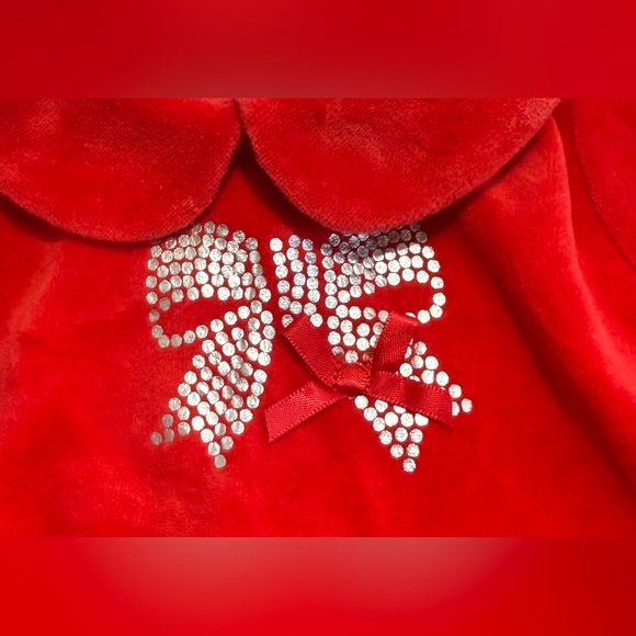 Absorba Red Velvet Kids Footie w/ Bow. Infant Size 9 Months. - Picture 3 of 6